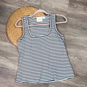 Maeve by Anthropologie navy blue striped‎ square neck tank